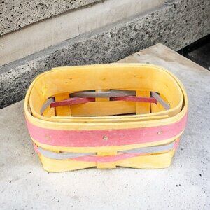 Vintage 1997 ROYCE CRAFT WOOD BASKET Rectangular Shape Small Made In Ohio VTG